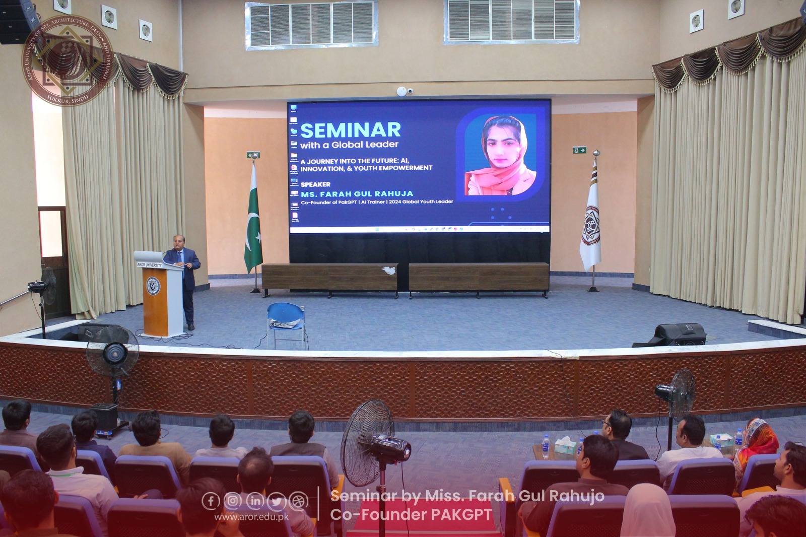 Aror University seminar with a global leader featuring Farah Gul Rahuja