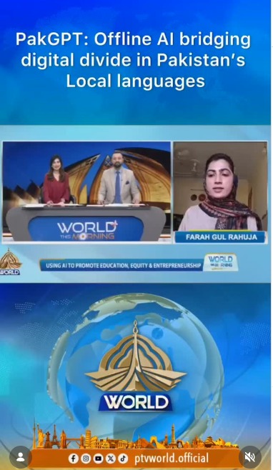 PakGPT featured on PTV World morning show with Farah Gul Rahuja